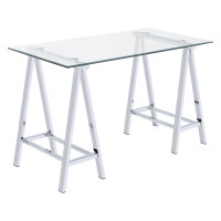 OSP Home Furnishings MDL4724-CHM Middleton Desk with Clear Glass Top and Chrome Base